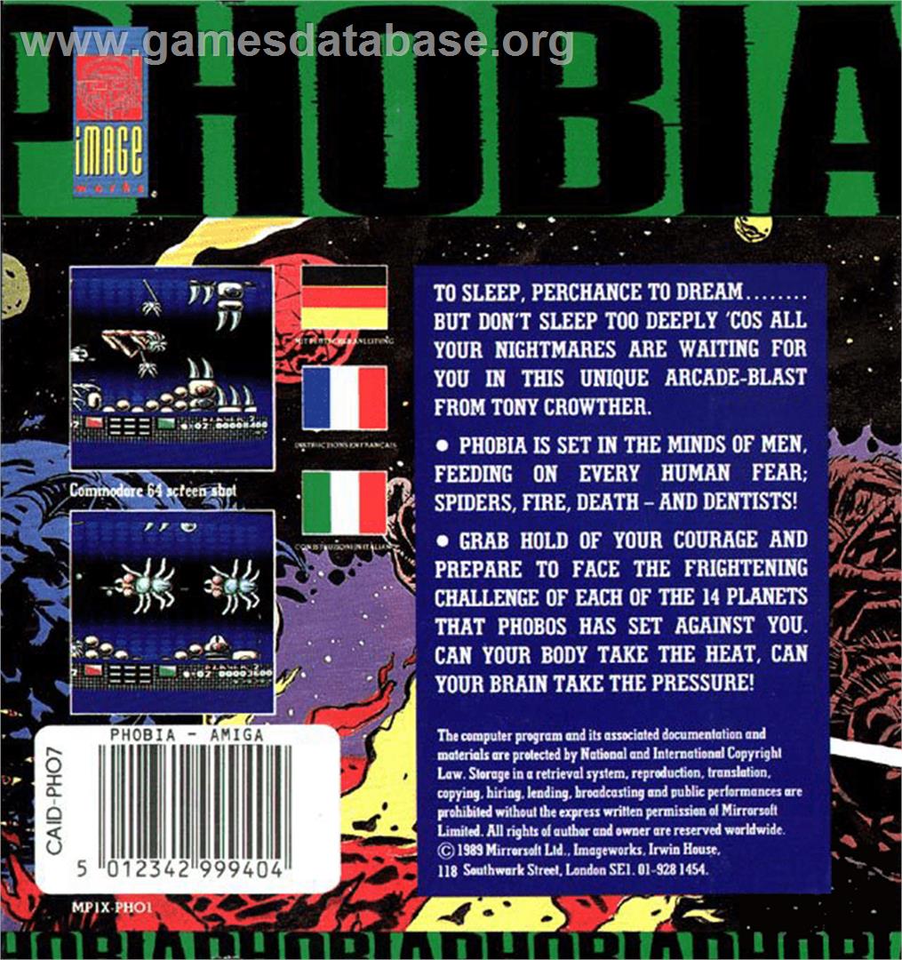 Phobia - Commodore Amiga - Artwork - Box Back