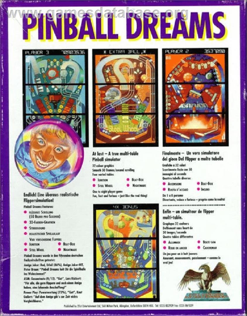 Pinball Dreams - Commodore Amiga - Artwork - Box Back