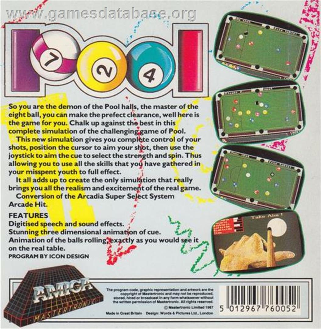 Pool - Commodore Amiga - Artwork - Box Back