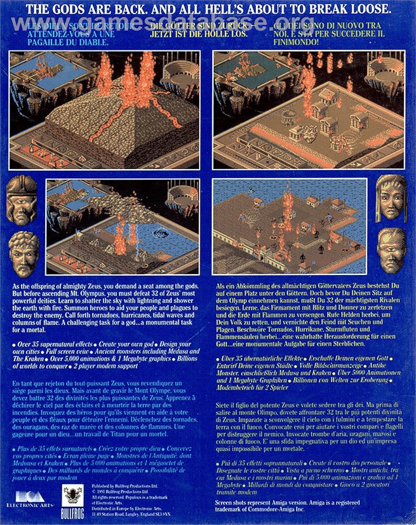 Populous 2 - Trials Of The Olympian Gods - Commodore Amiga - Artwork - Box Back