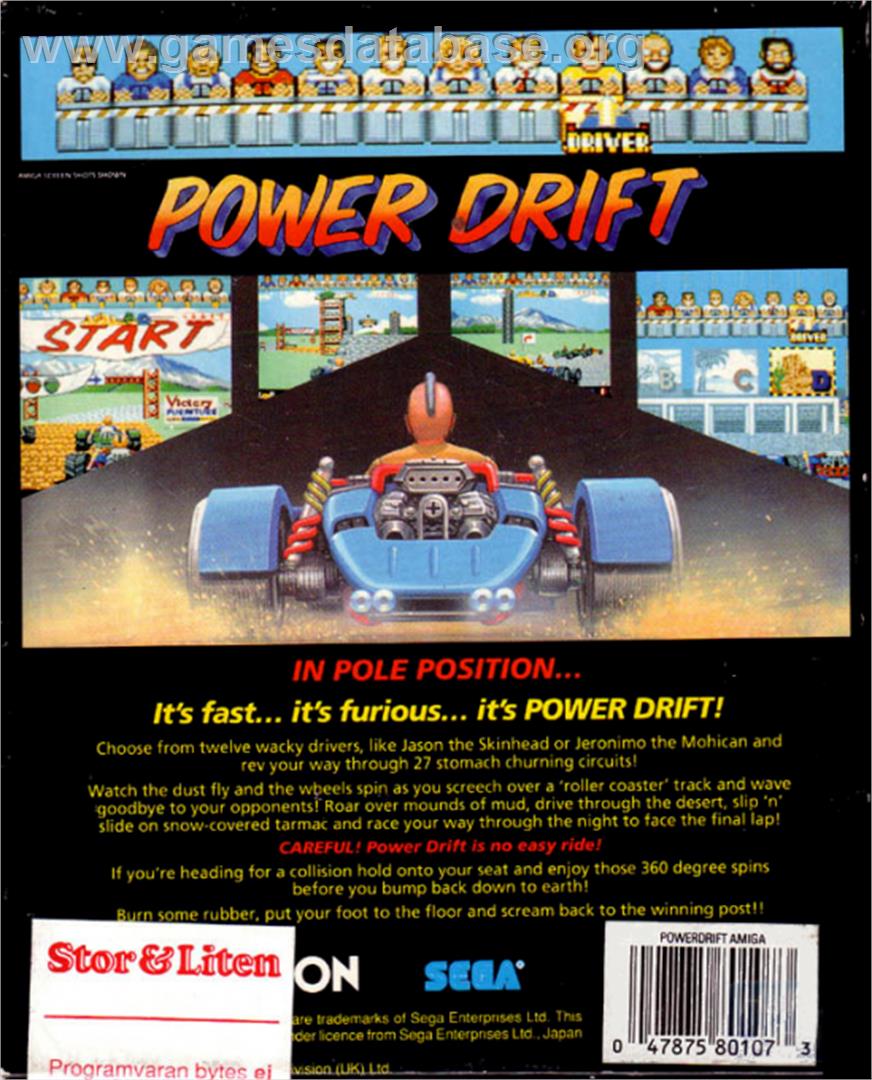 Power Drift - Commodore Amiga - Artwork - Box Back