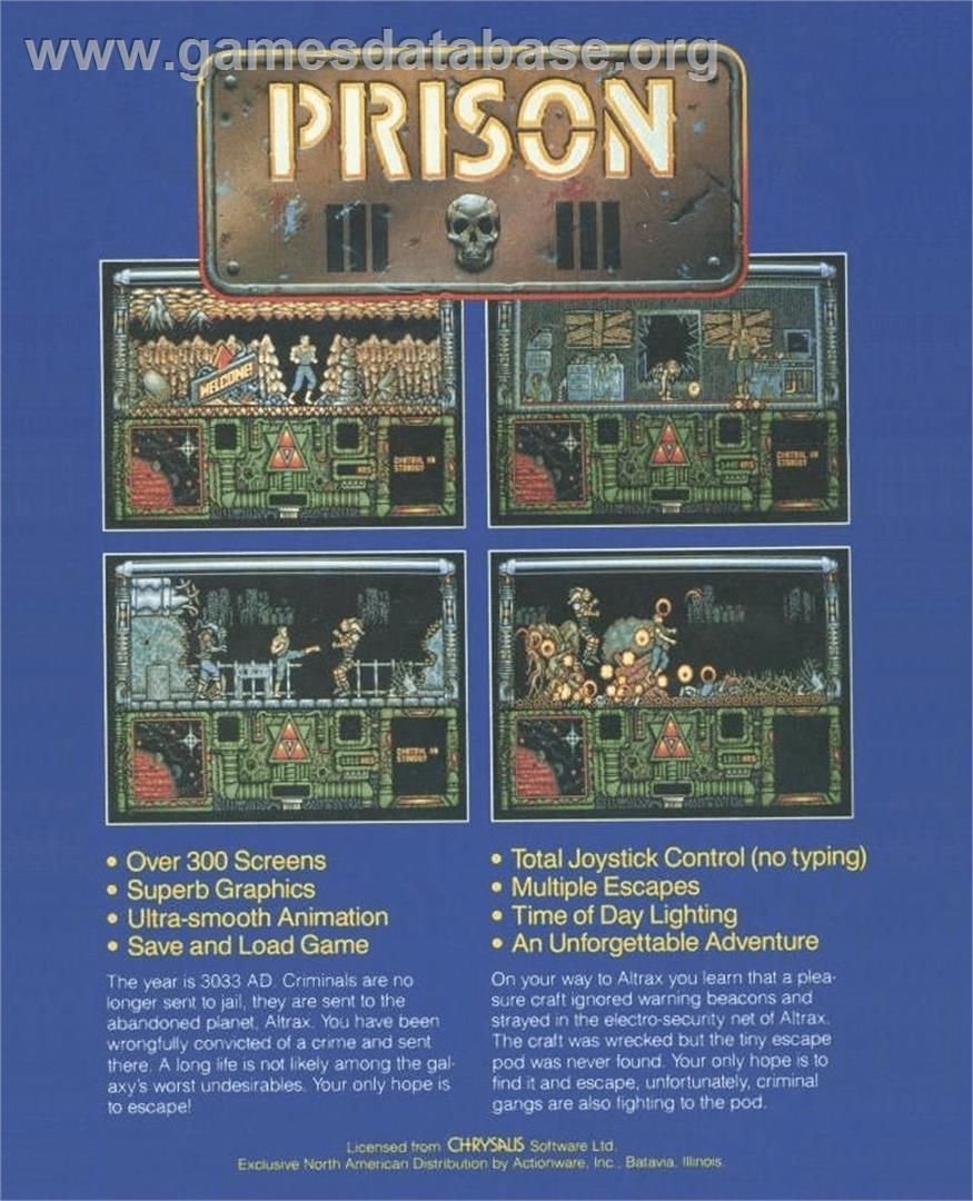 Prison - Commodore Amiga - Artwork - Box Back