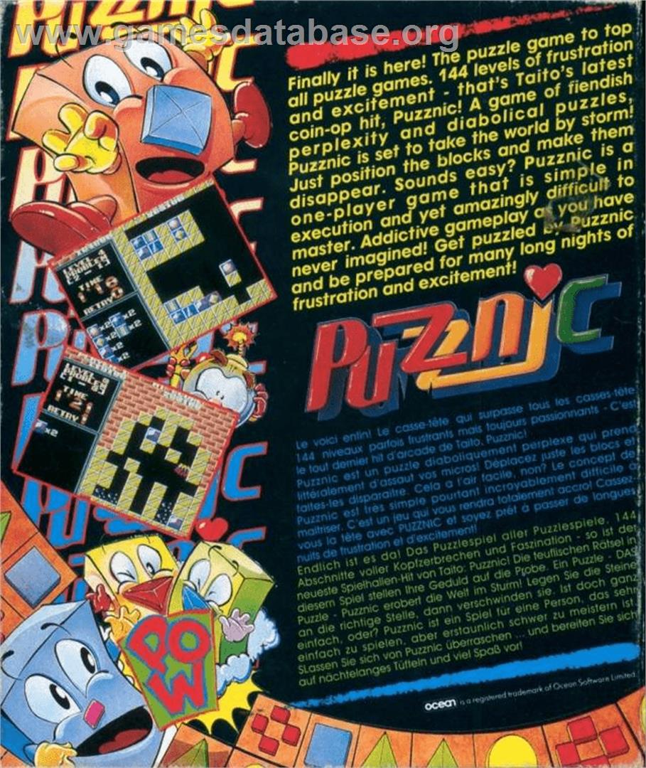 Puzznic - Commodore Amiga - Artwork - Box Back