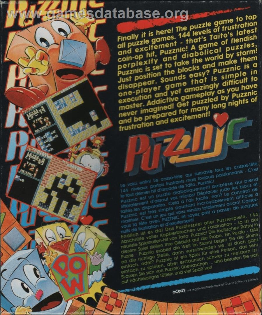 Puzznic - Commodore Amiga - Artwork - Box Back