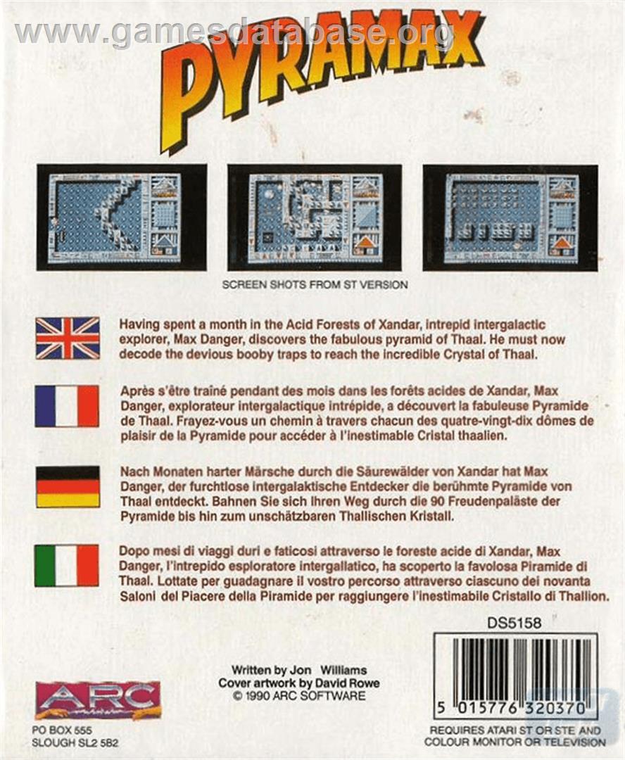 Pyramax - Commodore Amiga - Artwork - Box Back