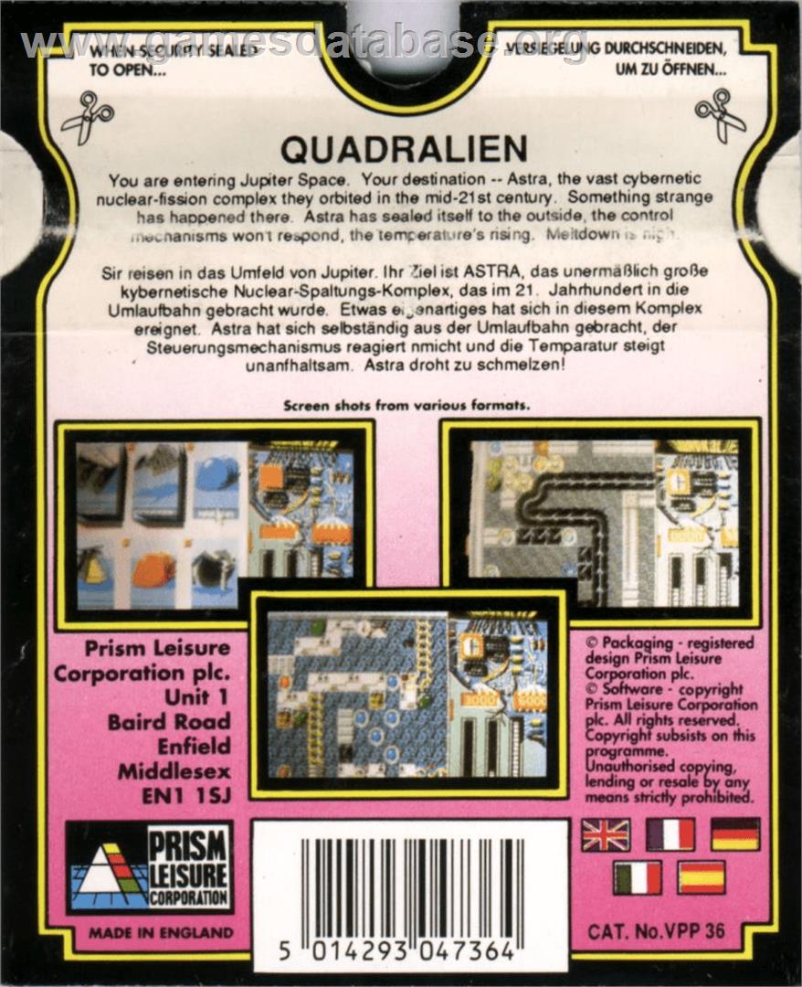 Quadralien - Commodore Amiga - Artwork - Box Back