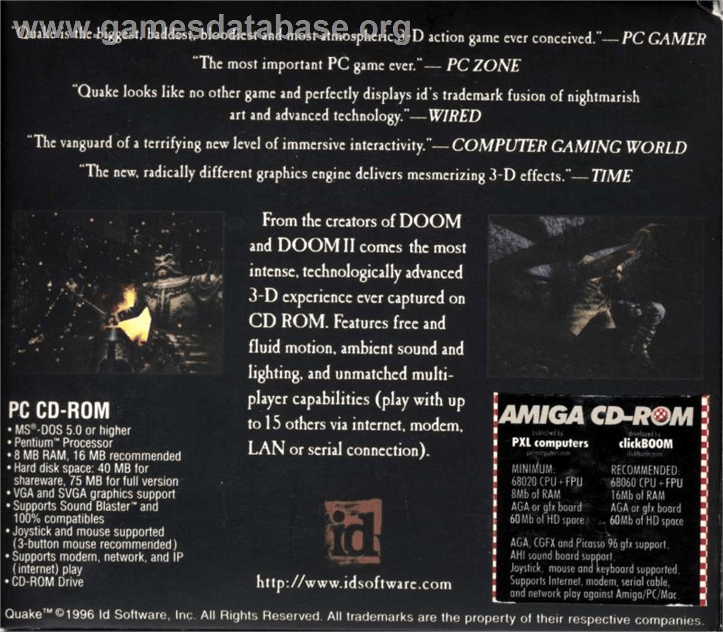Quake - Commodore Amiga - Artwork - Box Back