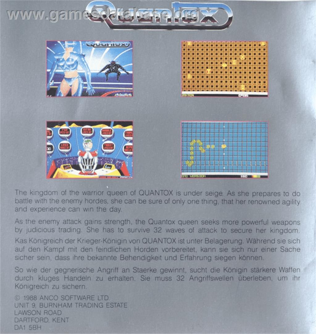 Quantox - Commodore Amiga - Artwork - Box Back