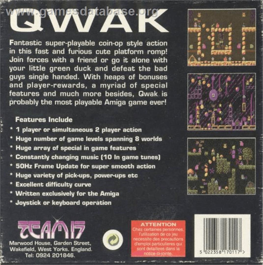 Qwak - Commodore Amiga - Artwork - Box Back