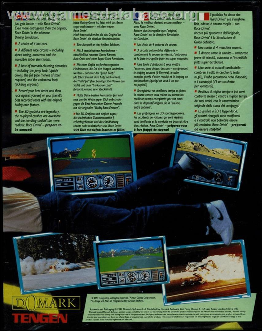 Race Drivin' - Commodore Amiga - Artwork - Box Back