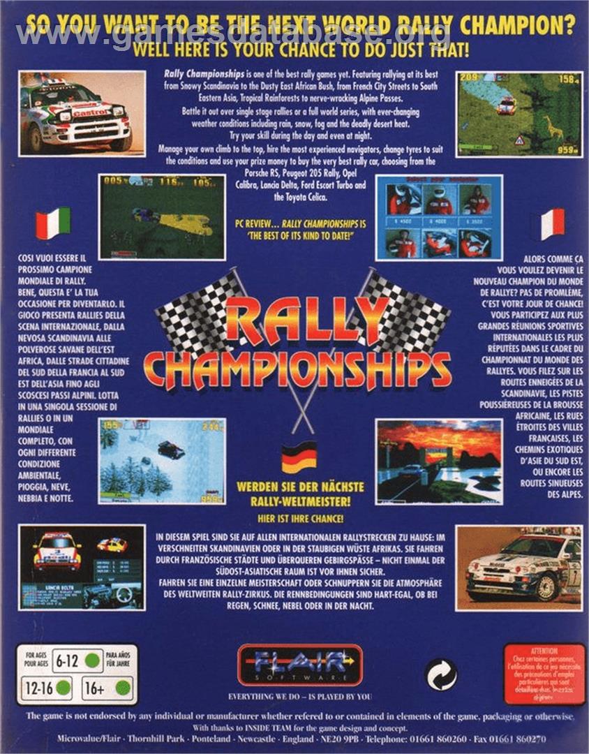Rally Championships - Commodore Amiga - Artwork - Box Back