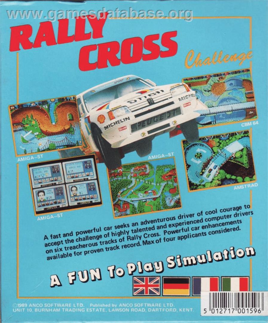 Rally Cross Challenge - Commodore Amiga - Artwork - Box Back