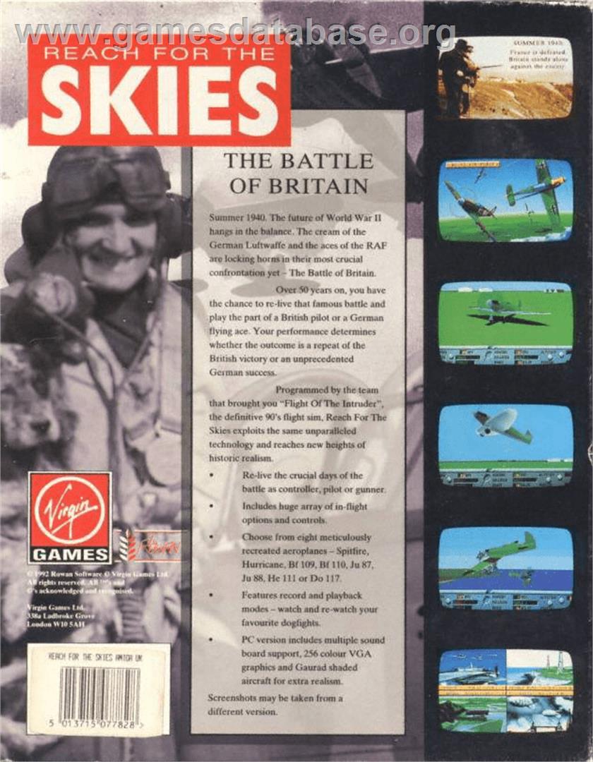 Reach for the Skies - Commodore Amiga - Artwork - Box Back