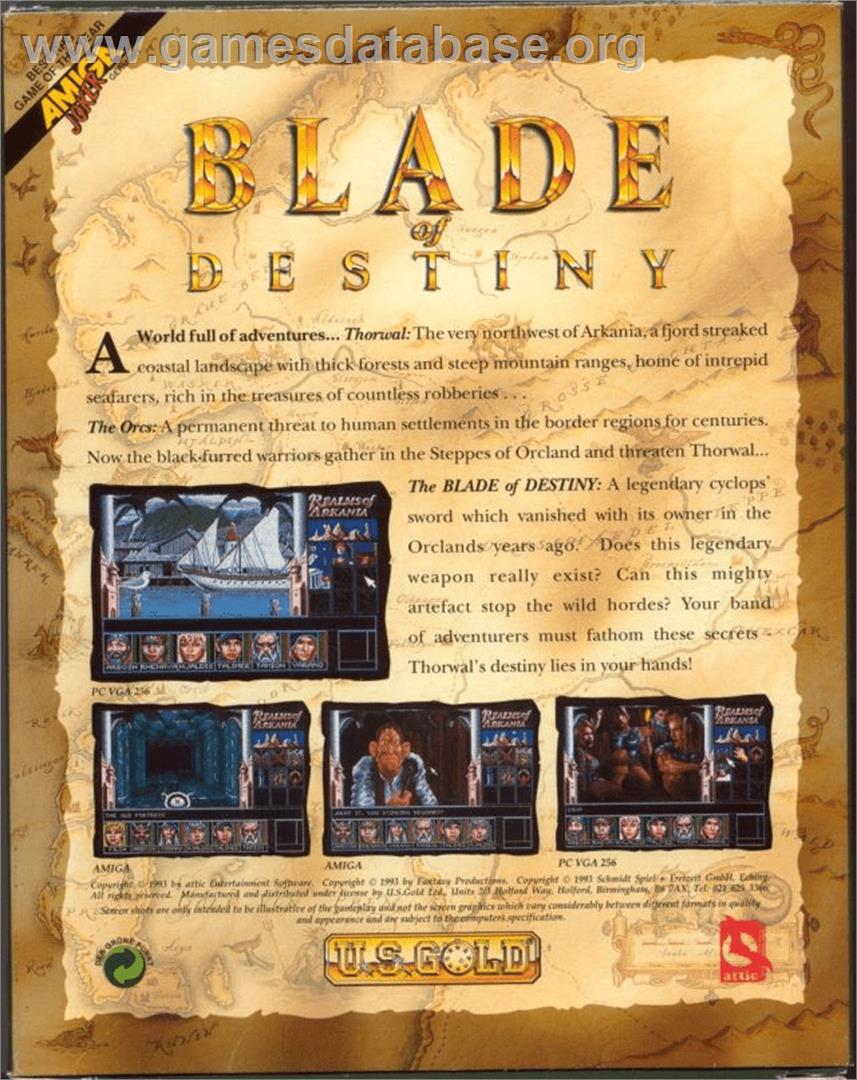 Realms of Arkania: Blade of Destiny - Commodore Amiga - Artwork - Box Back