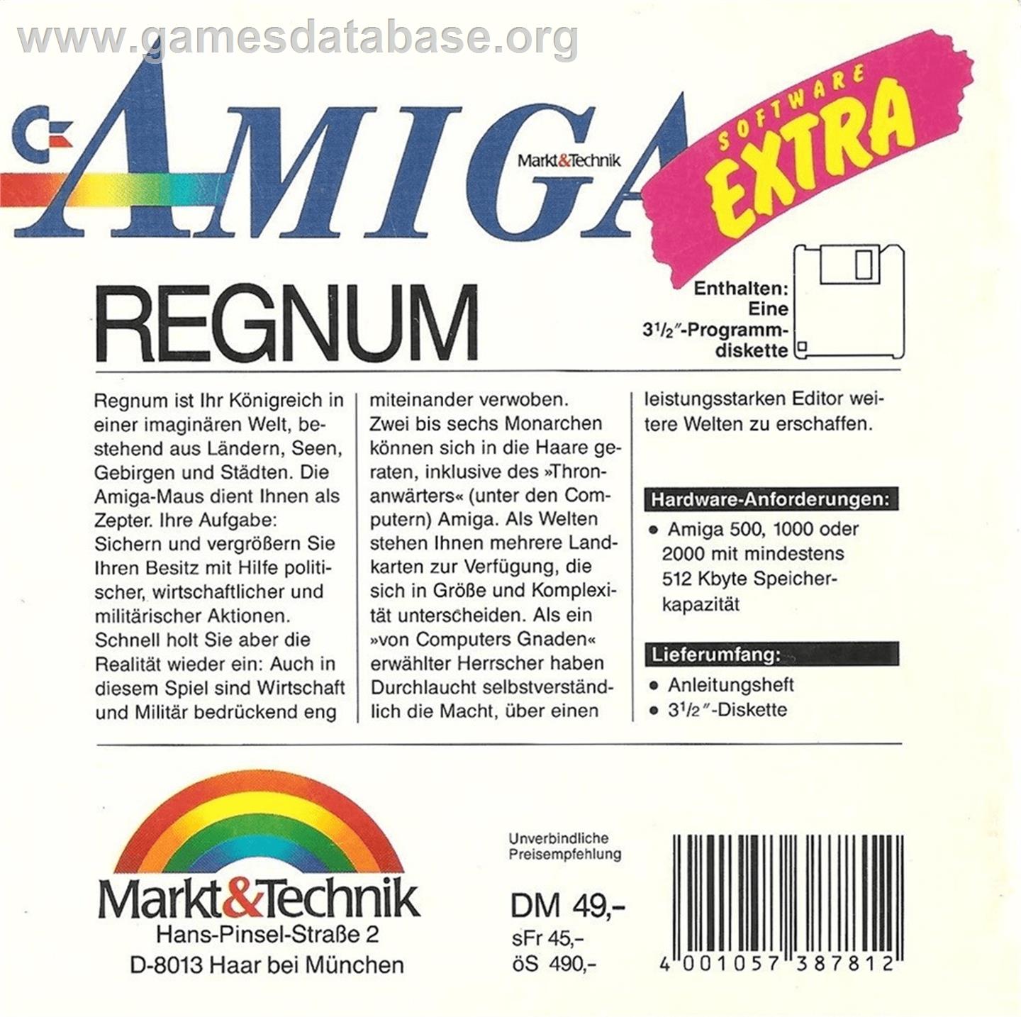 Regnum - Commodore Amiga - Artwork - Box Back
