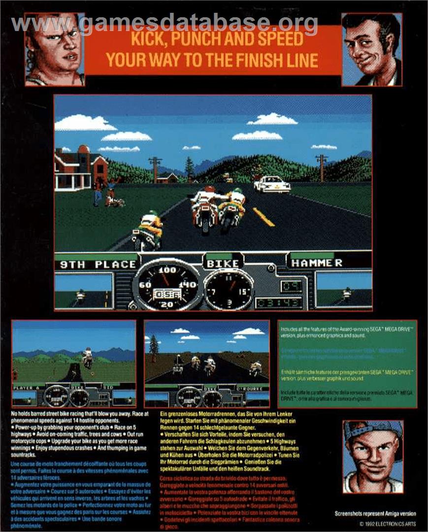 Road Rash - Commodore Amiga - Artwork - Box Back