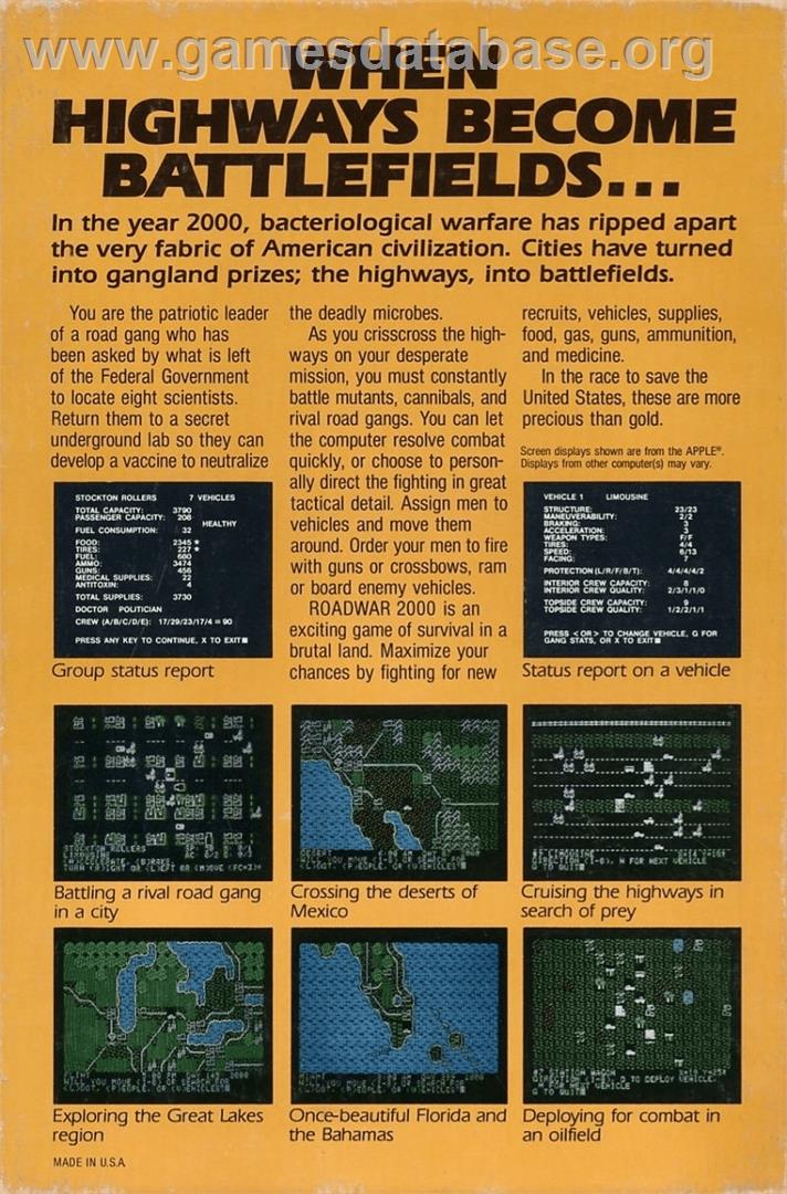 Roadwar 2000 - Commodore Amiga - Artwork - Box Back