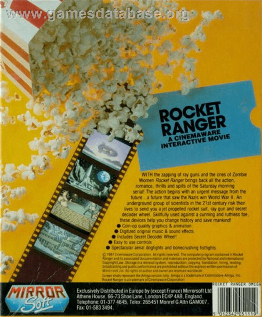Rocket Ranger - Commodore Amiga - Artwork - Box Back
