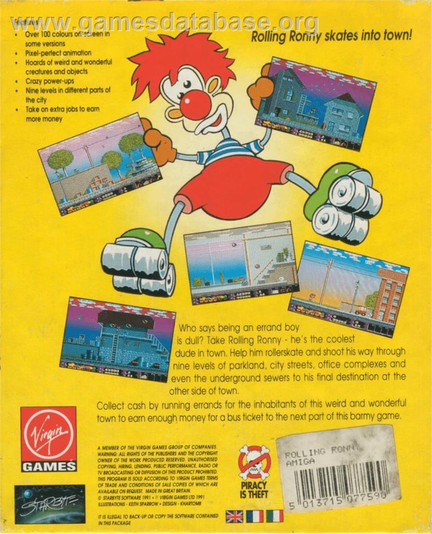 Rolling Ronny - Commodore Amiga - Artwork - Box Back