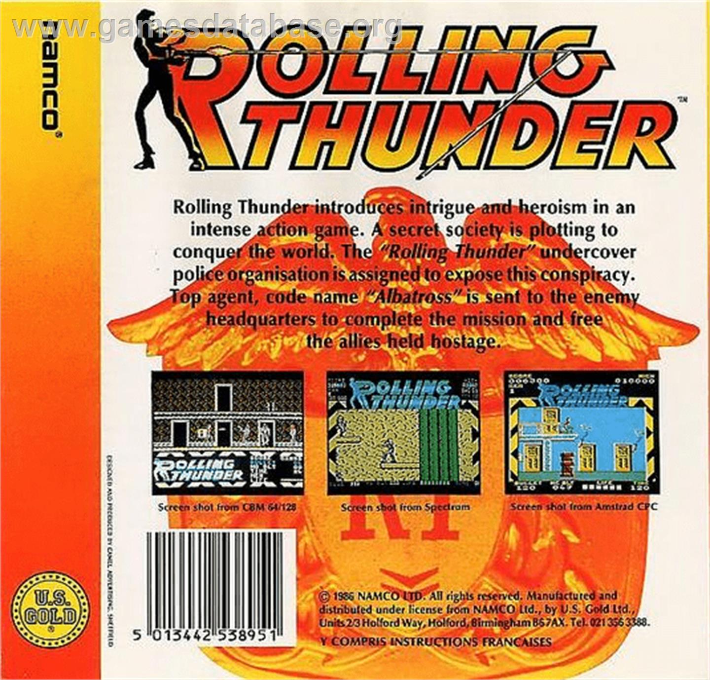 Rolling Thunder - Commodore Amiga - Artwork - Box Back