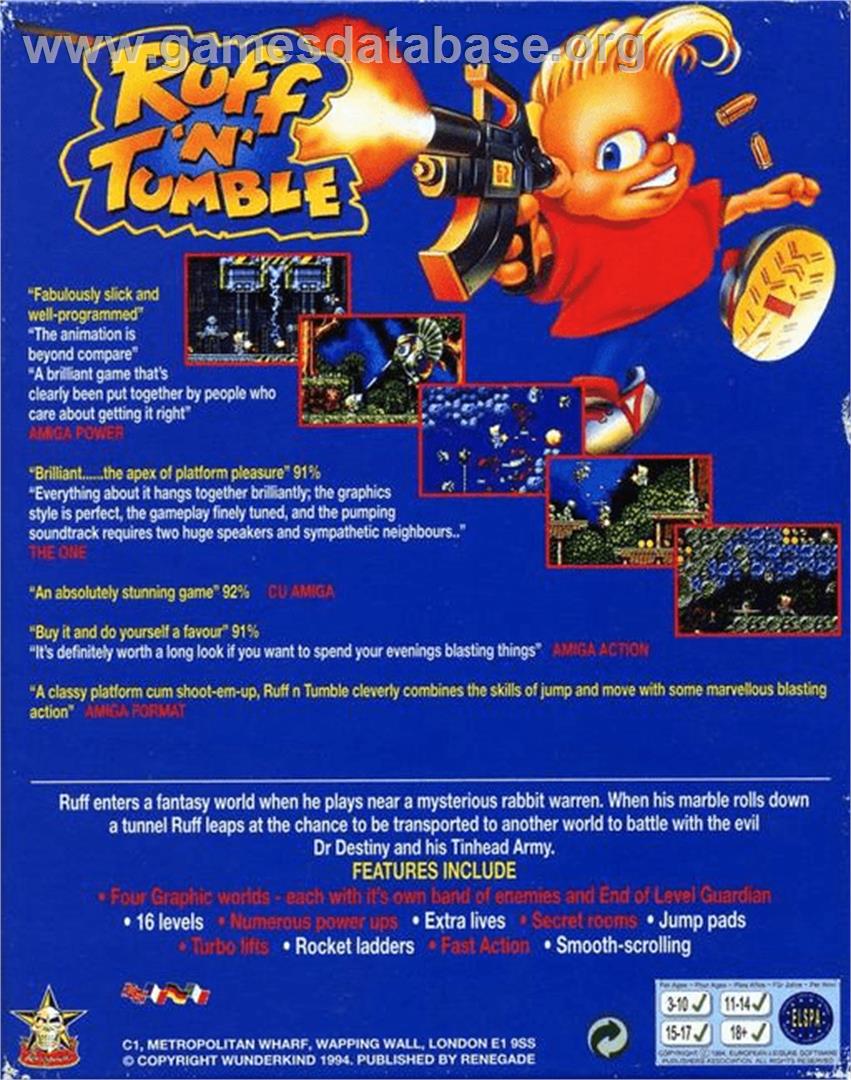 Ruff 'n' Tumble - Commodore Amiga - Artwork - Box Back
