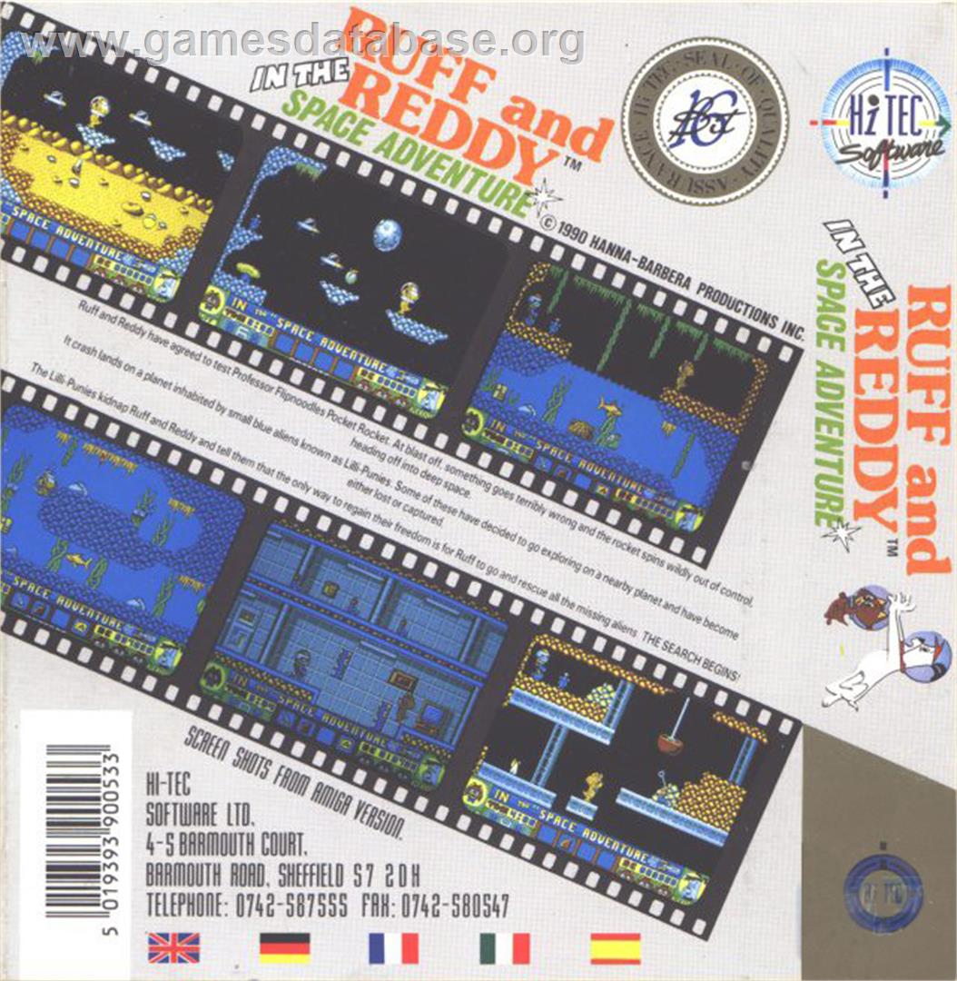 Ruff And Reddy In The Space Adventure - Commodore Amiga - Artwork - Box Back