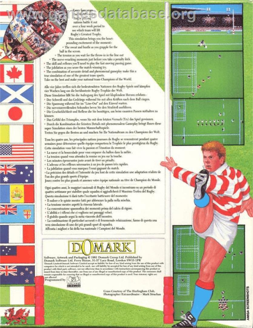 Rugby: The World Cup - Commodore Amiga - Artwork - Box Back