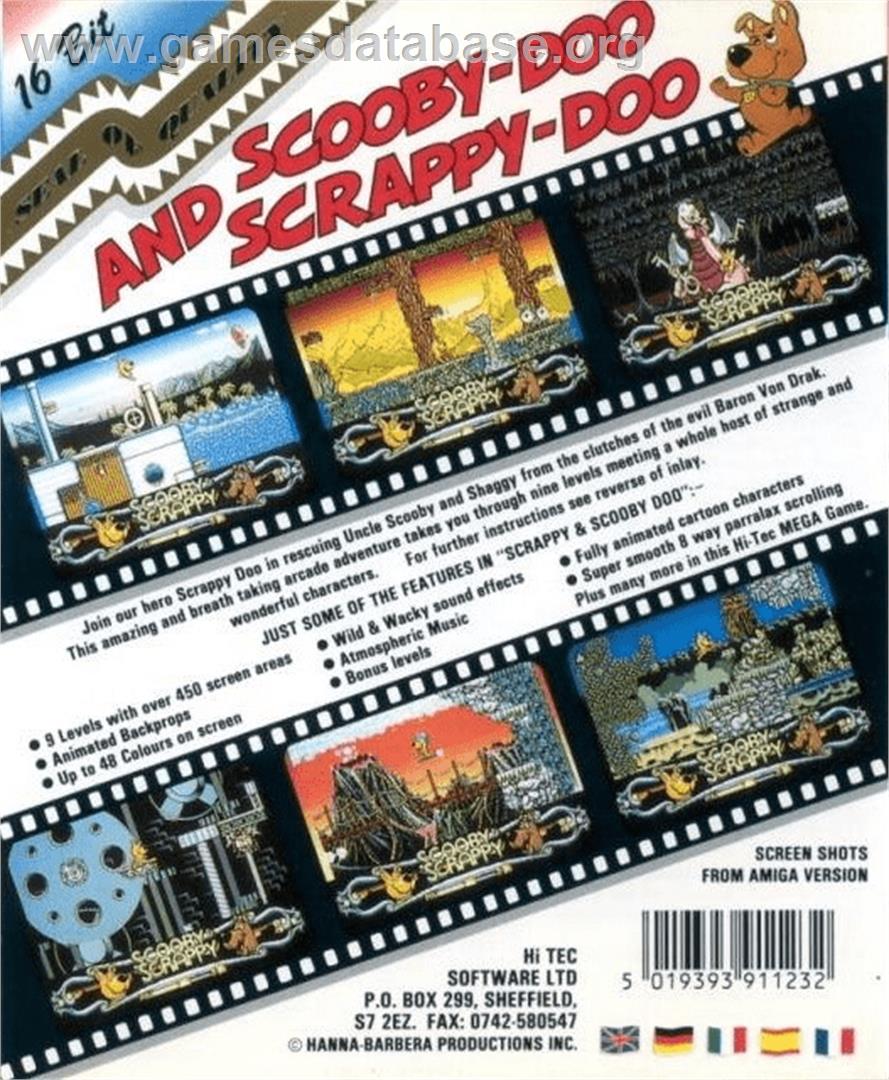 Scooby-doo And Scrappy-doo - Commodore Amiga - Artwork - Box Back
