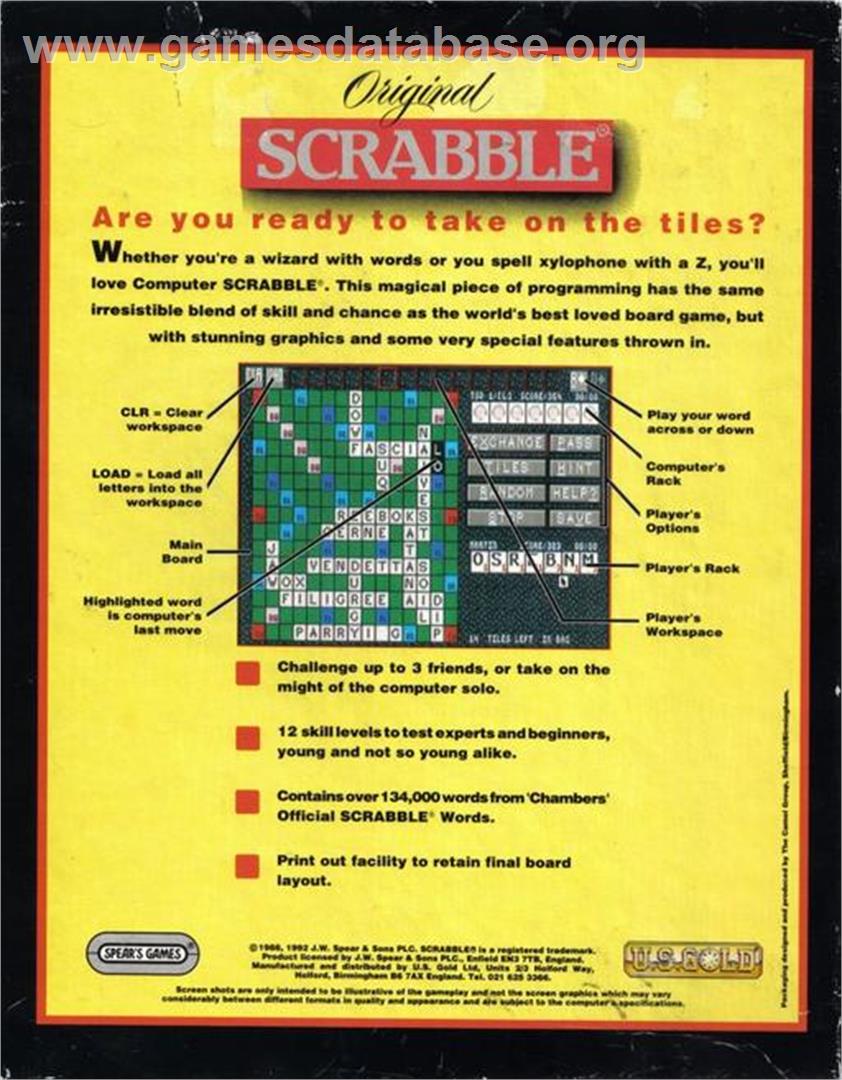 Scrabble - Commodore Amiga - Artwork - Box Back
