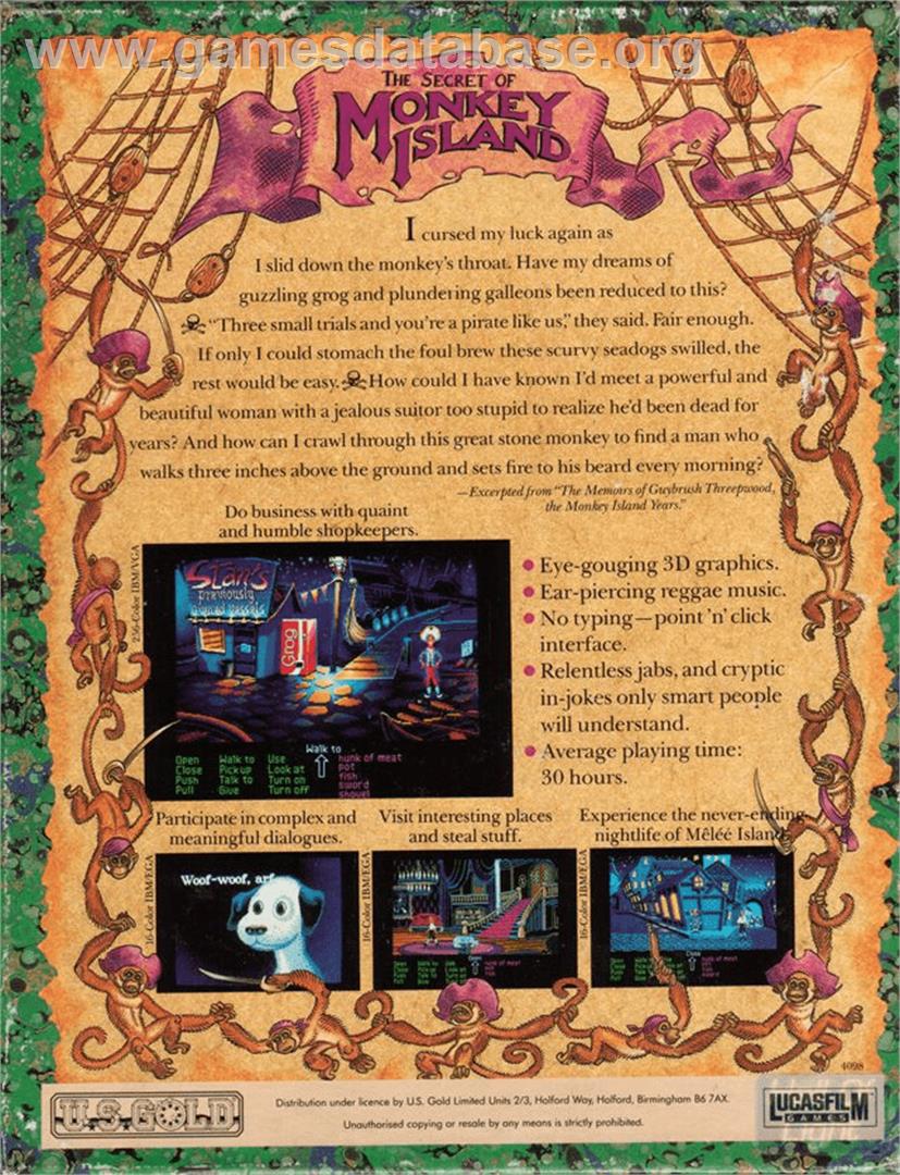 Secret of Monkey Island - Commodore Amiga - Artwork - Box Back
