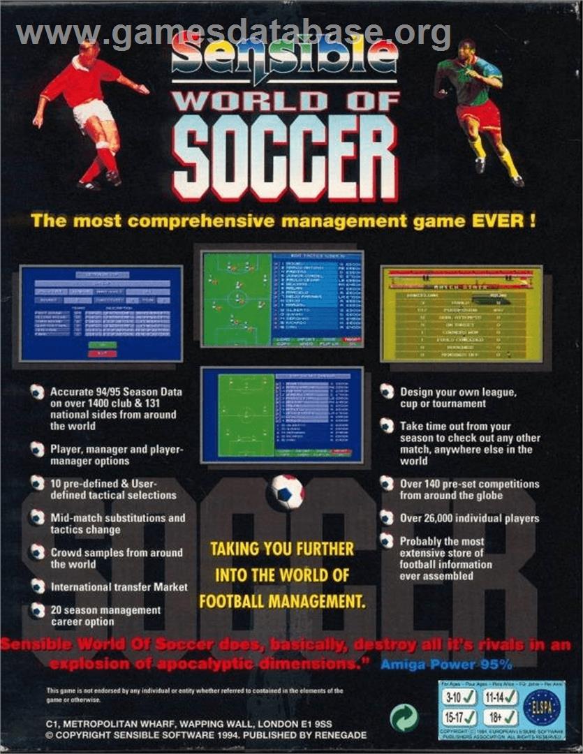 Sensible World Of Soccer - Commodore Amiga - Artwork - Box Back