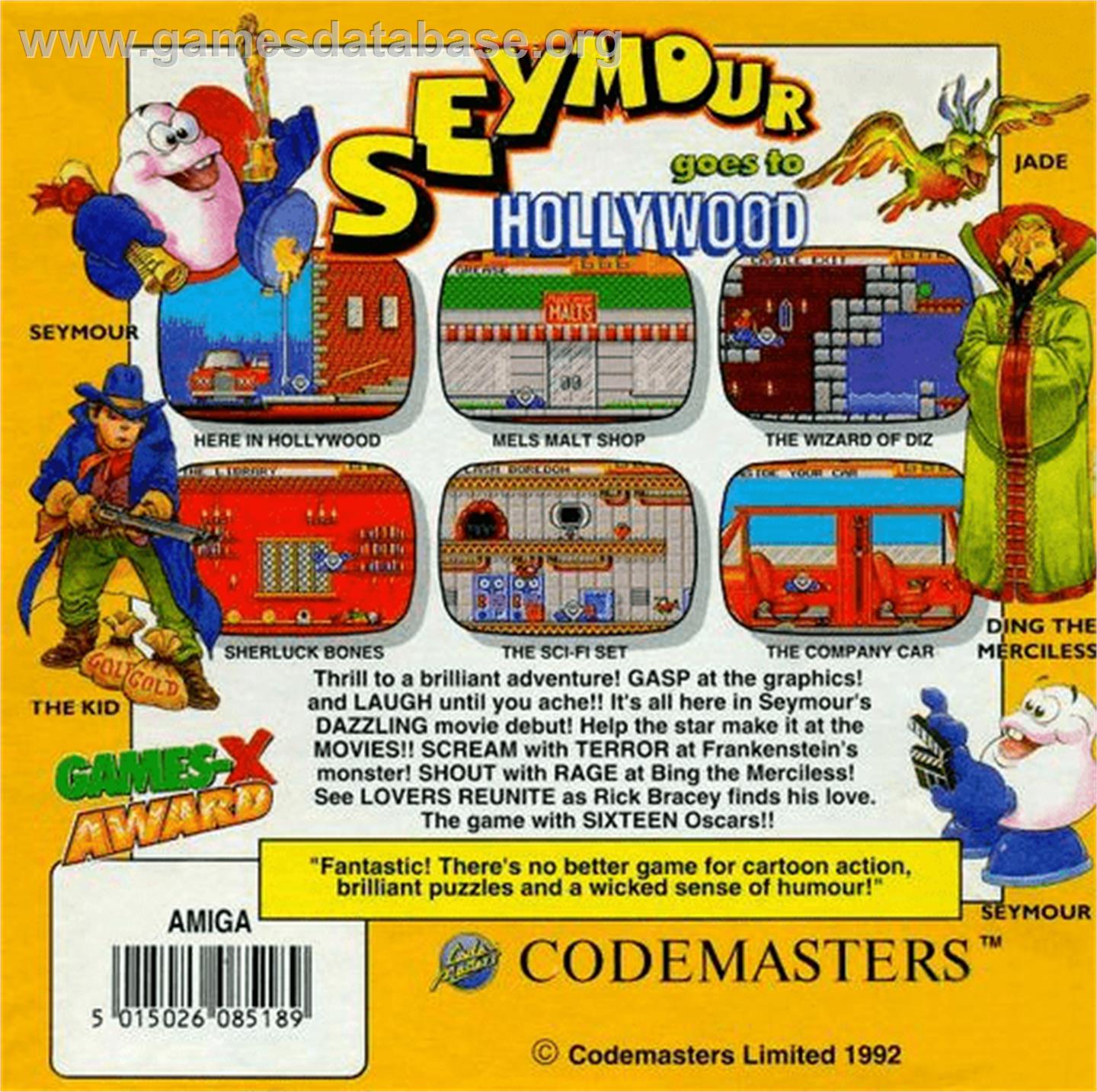 Seymour Goes to Hollywood - Commodore Amiga - Artwork - Box Back