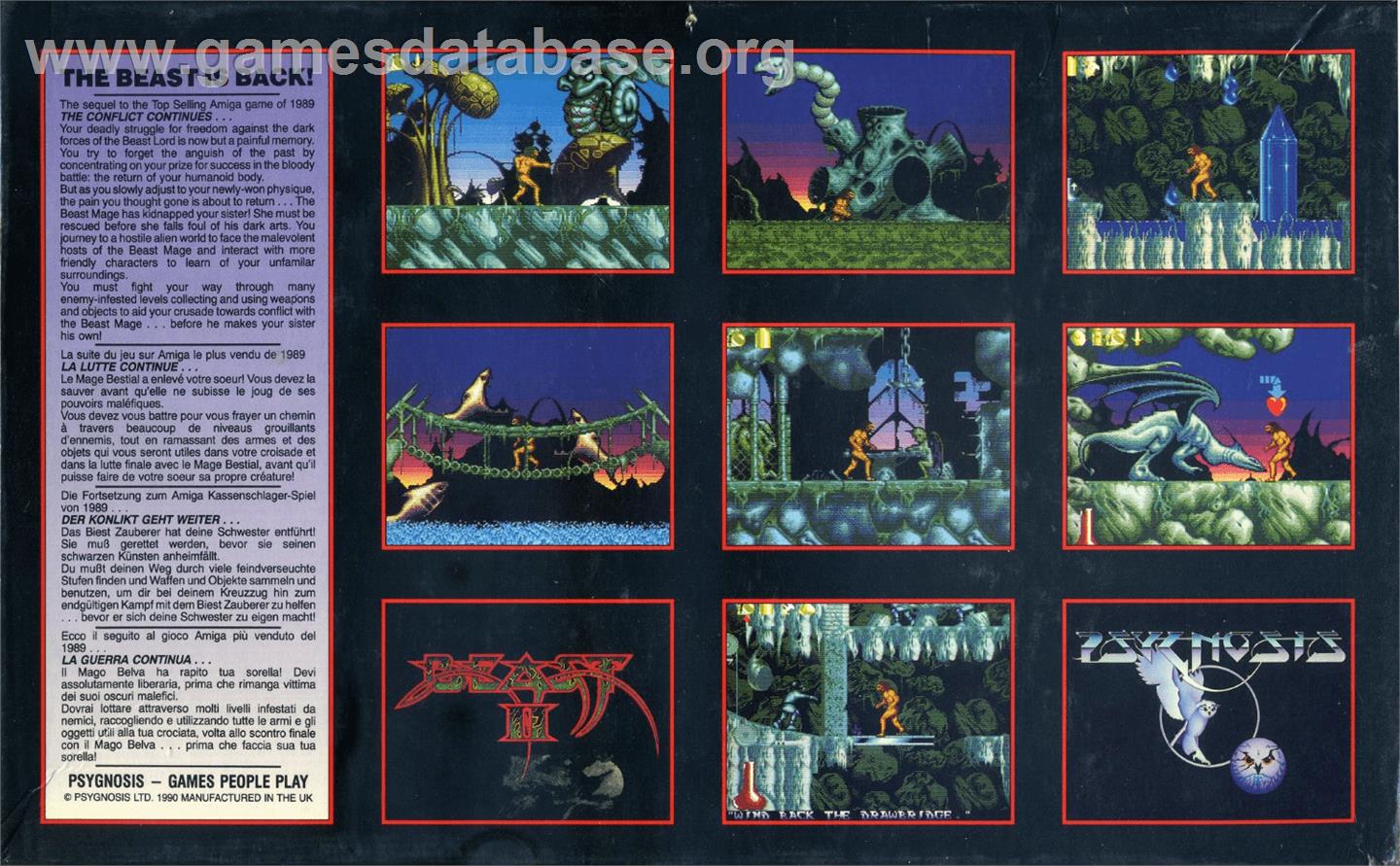 Shadow Of The Beast 2 - Commodore Amiga - Artwork - Box Back