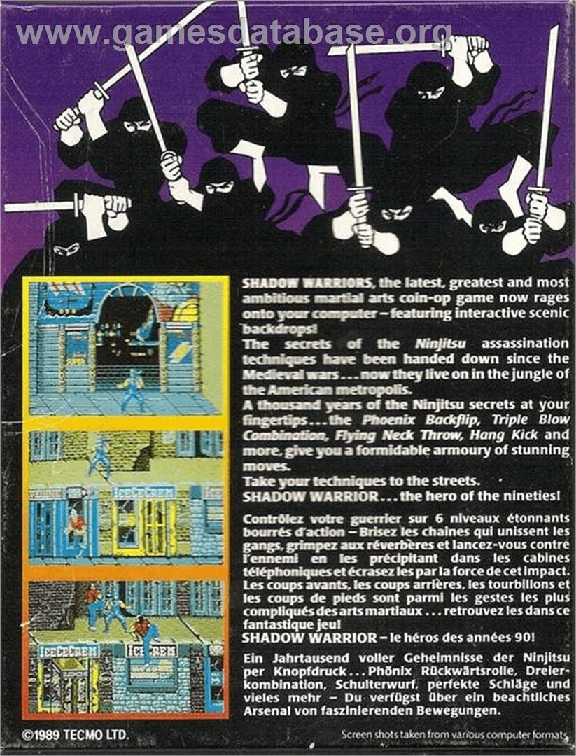 Shadow Warriors - Commodore Amiga - Artwork - Box Back