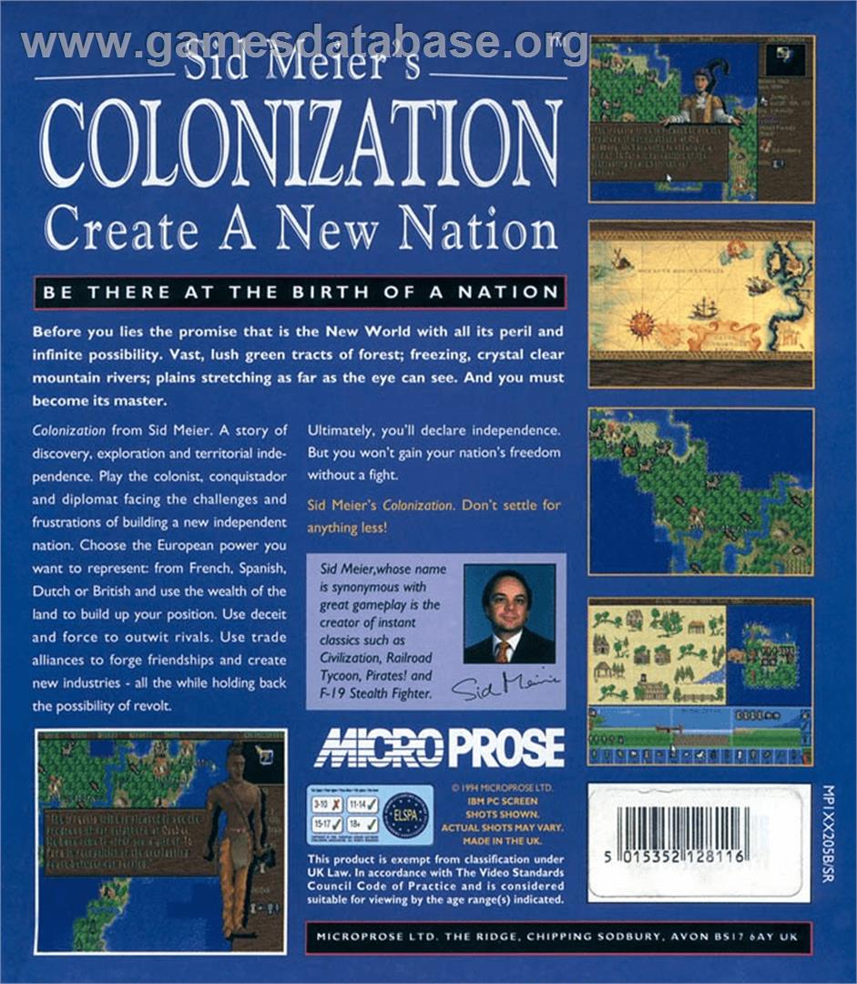 Sid Meier's Colonization - Commodore Amiga - Artwork - Box Back