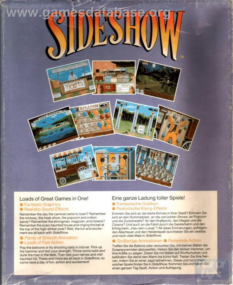 SideShow - Commodore Amiga - Artwork - Box Back