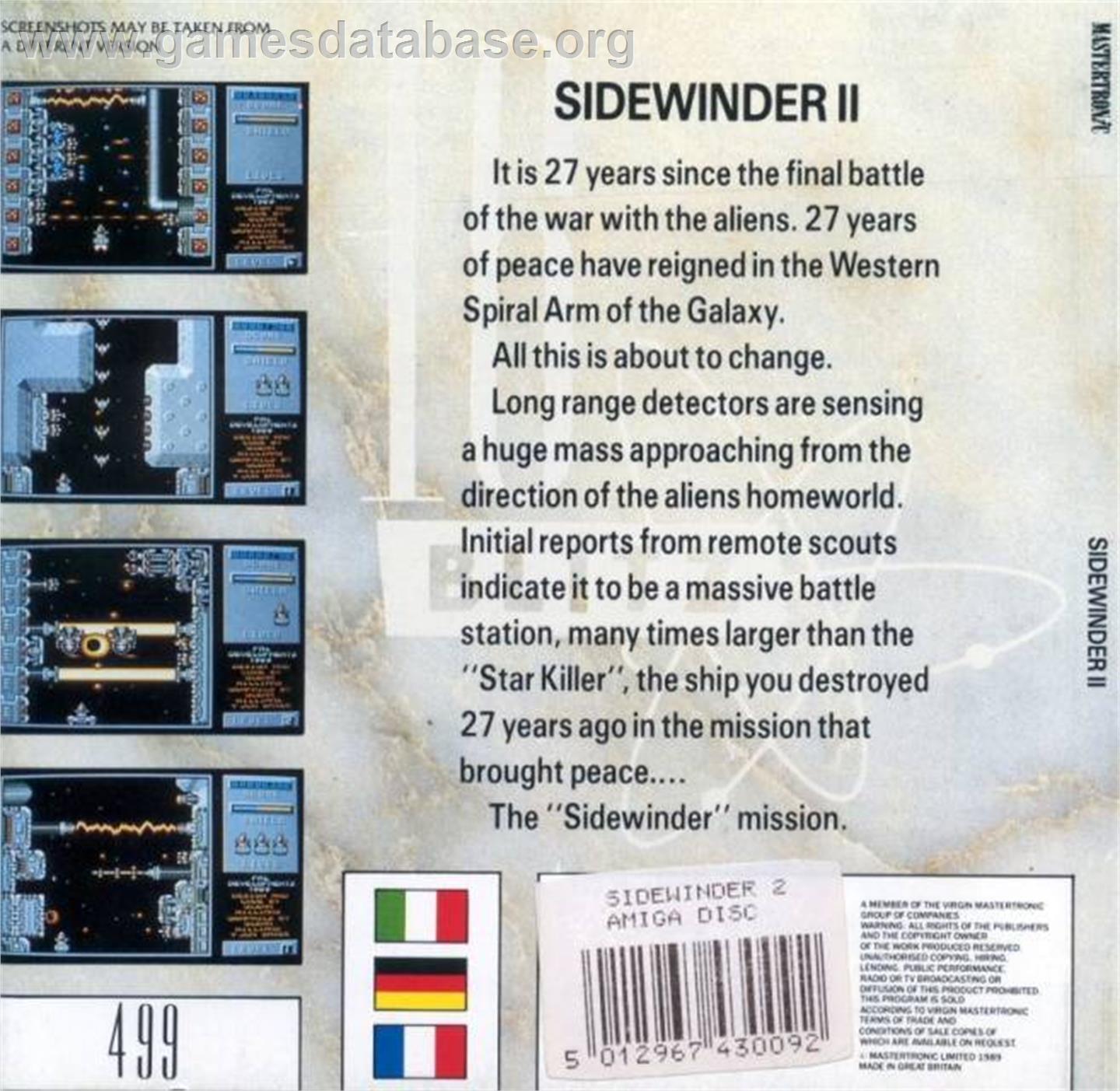 Sidewinder 2 - Commodore Amiga - Artwork - Box Back