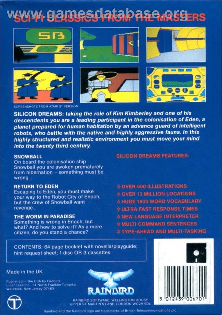 Silicon Dreams - Commodore Amiga - Artwork - Box Back