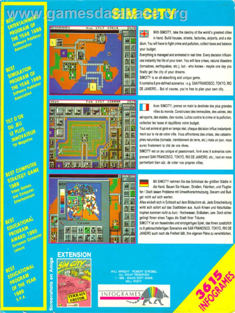 Sim City - Commodore Amiga - Artwork - Box Back