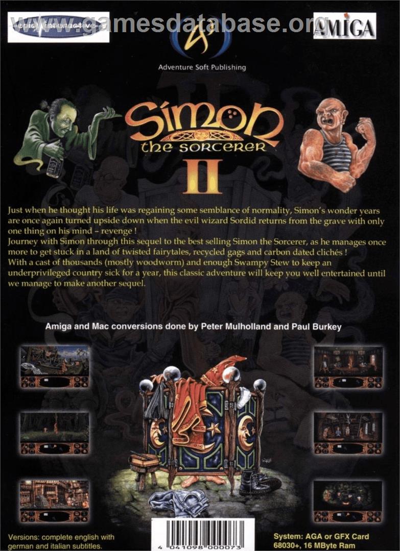 Simon the Sorcerer II: The Lion, the Wizard and the Wardrobe - Commodore Amiga - Artwork - Box Back