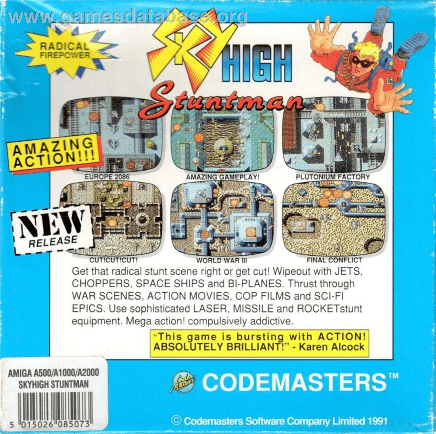 Sky High Stuntman - Commodore Amiga - Artwork - Box Back