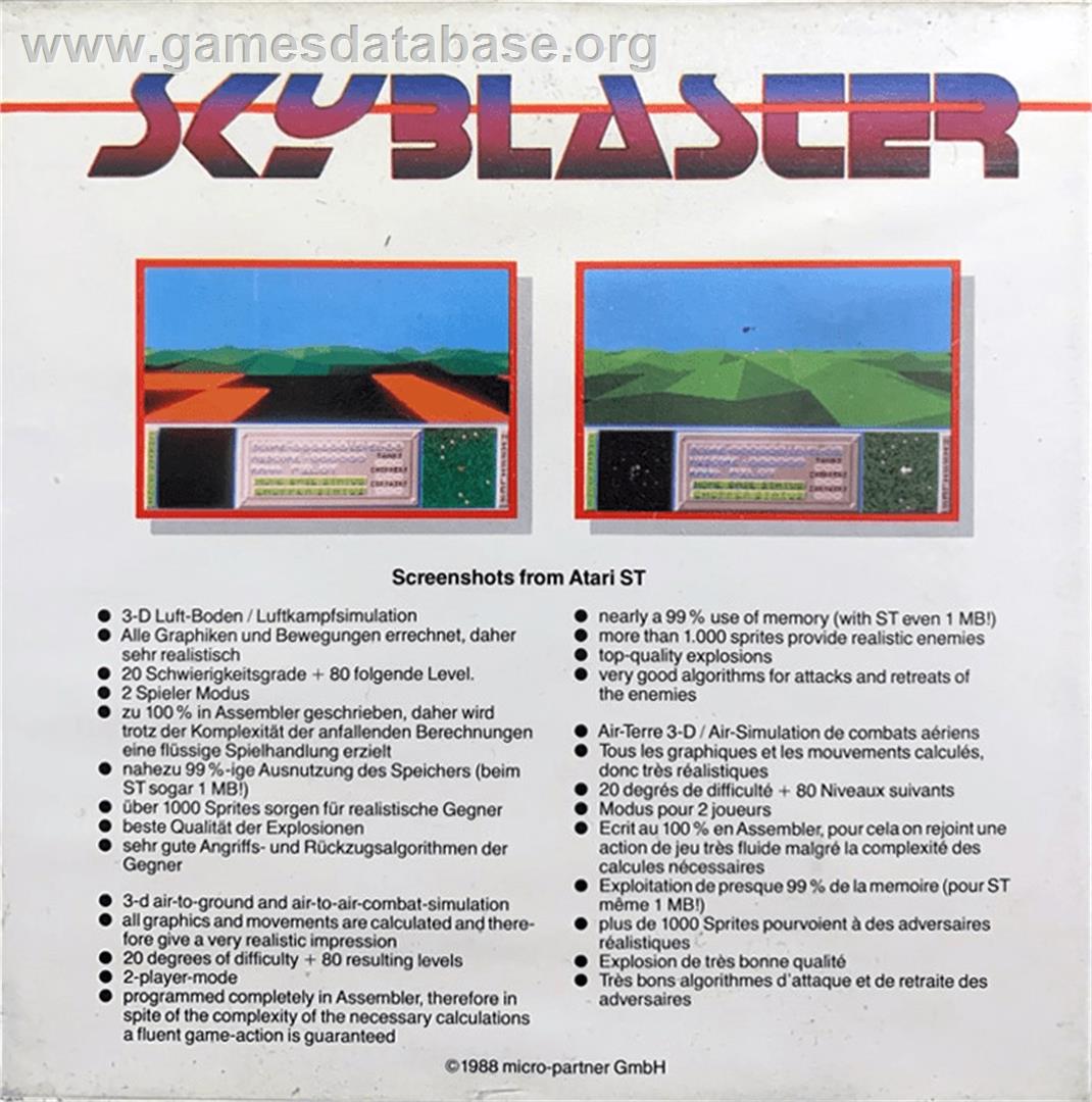 Skyblaster - Commodore Amiga - Artwork - Box Back