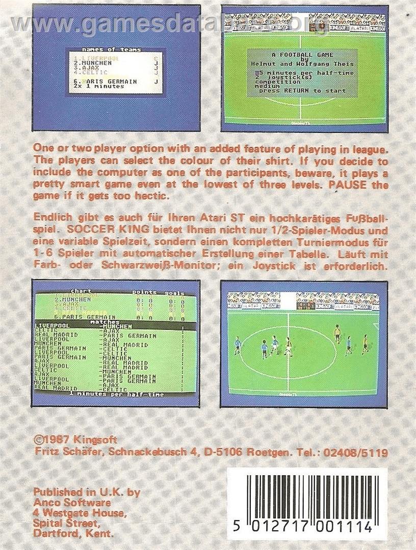 Soccer King - Commodore Amiga - Artwork - Box Back