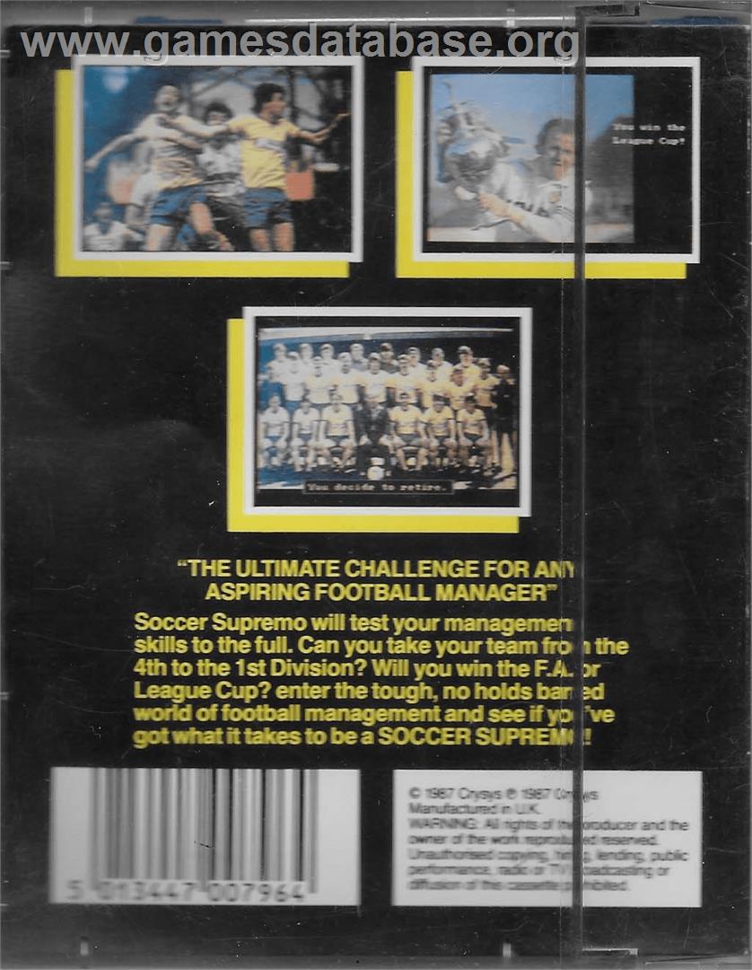 Soccer Supremo - Commodore Amiga - Artwork - Box Back