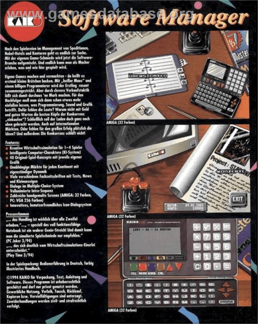 Software Manager - Commodore Amiga - Artwork - Box Back