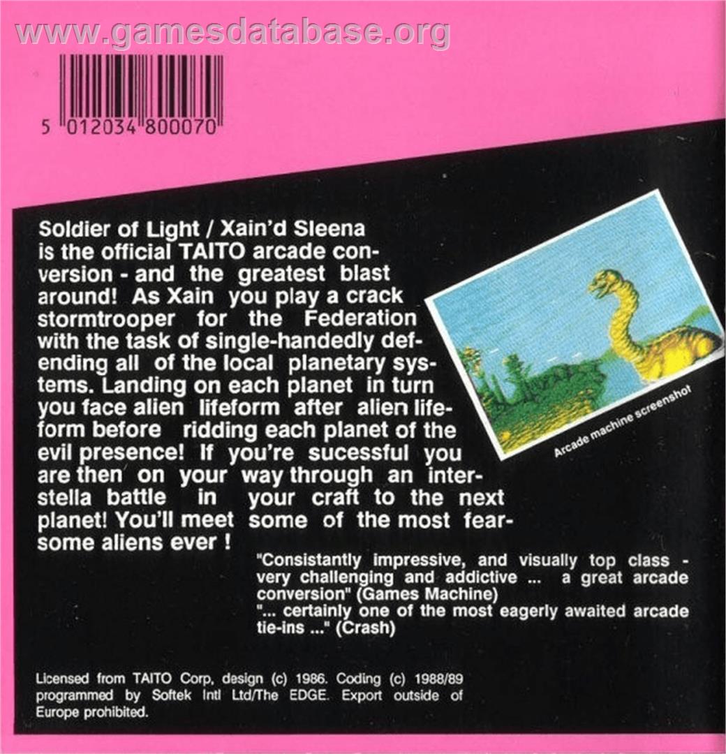 Soldier Of Light - Commodore Amiga - Artwork - Box Back