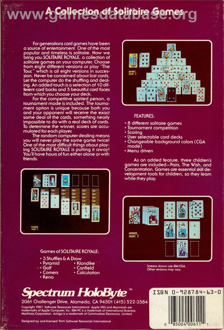 Solitaire Royale - Commodore Amiga - Artwork - Box Back