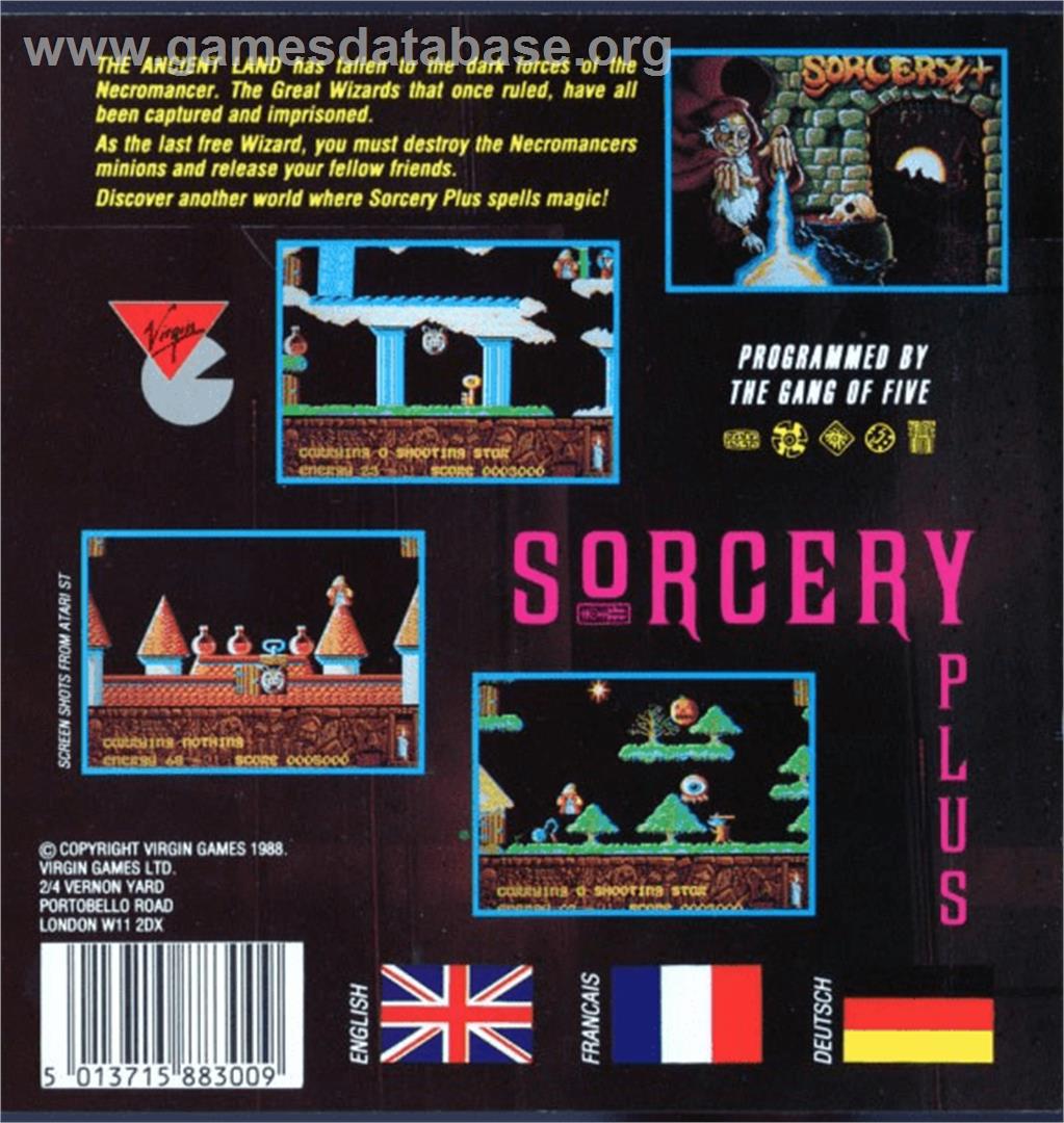 Sorcery Plus - Commodore Amiga - Artwork - Box Back