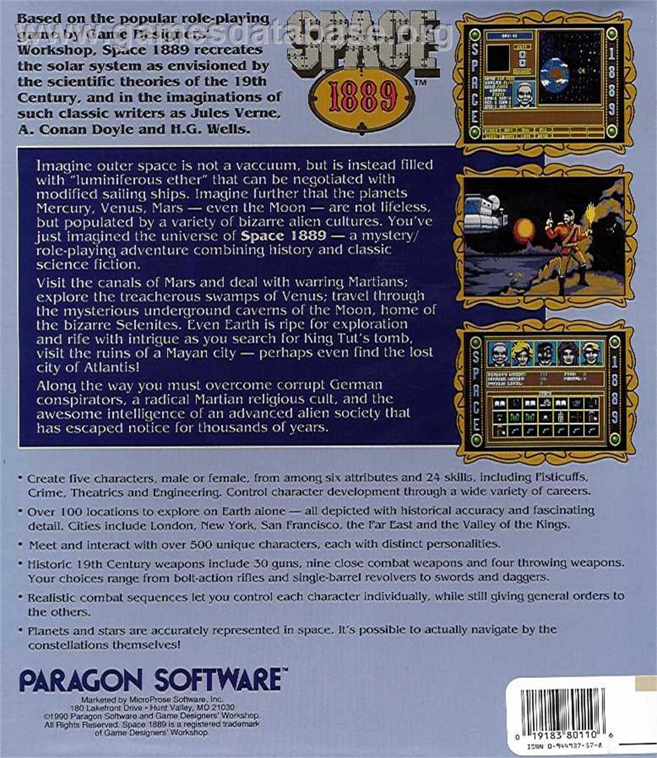 Space 1889 - Commodore Amiga - Artwork - Box Back