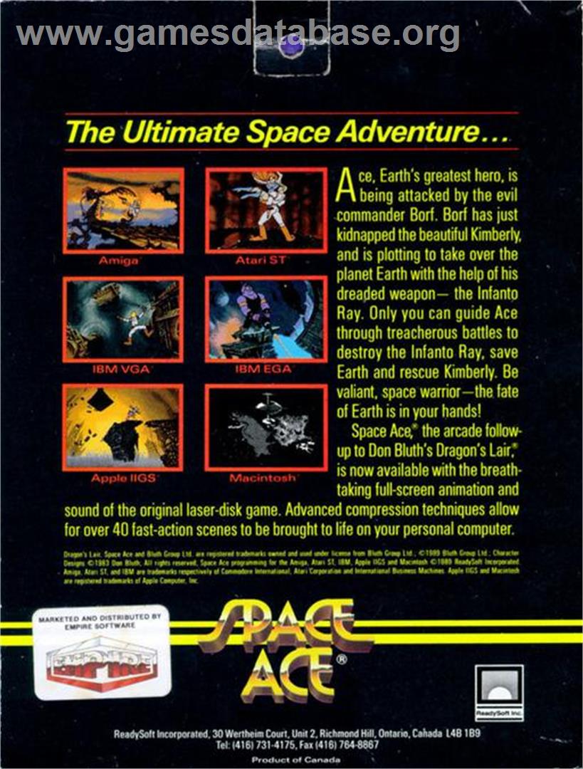Space Ace (1989) - Commodore Amiga - Artwork - Box Back